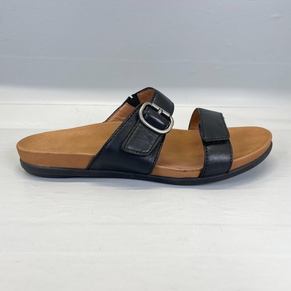 Dansko Justine Sandals Womens Size 37 US 6.5 Black Leather Slides Buckle Shoes